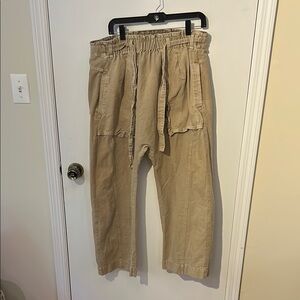 Free People Tan Wide Leg Pants with Relaxed Fit